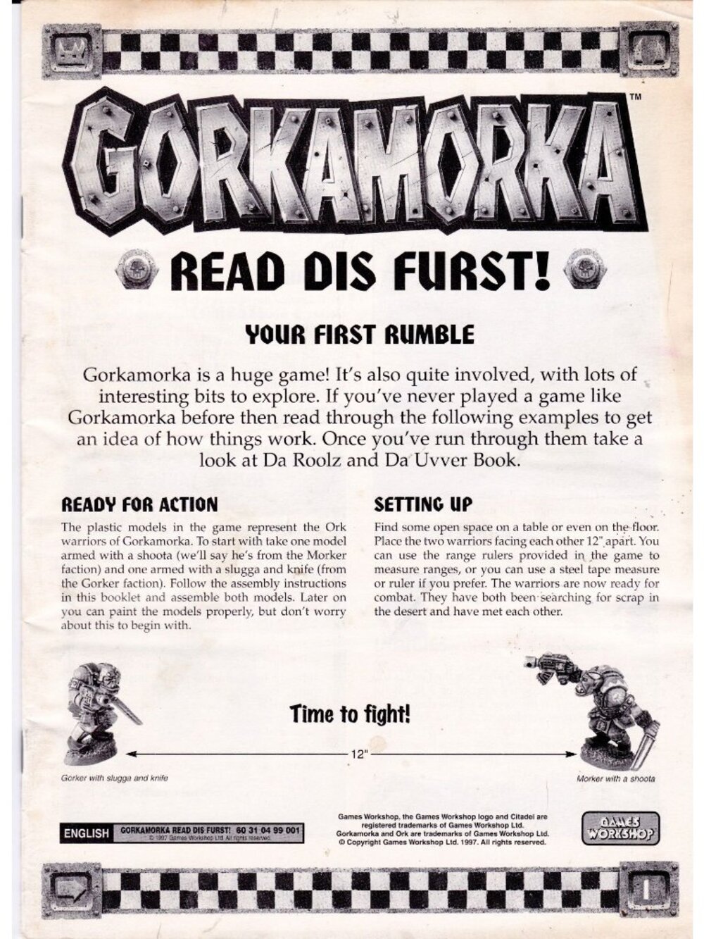 Gorkamorka Read Dis Furst 1997 Games Workshop Warhammer 40K Orks Booklet